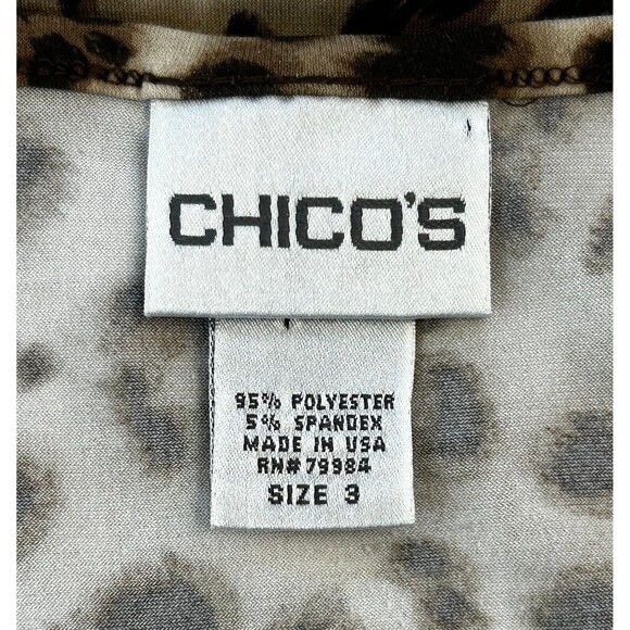 Chicos Animal Print Tank Top Sleeveless Shirt Stretch Cheetah Brown Size 3 US XL - Picture 3 of 5